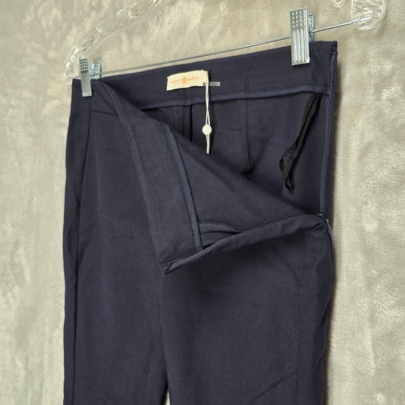 Tory Burch Maude Legging Pants Medium Navy Blue Slim Fit Side Zip 41694 Size 0 - Picture 4 of 14